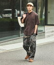 速乾素材 リラックスフィット バンドカラーシャツ ショートスリーブ リネン風