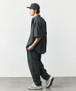 速乾素材 リラックスフィット バンドカラーシャツ ショートスリーブ リネン風