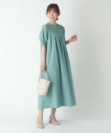 LAURA ASHLEY 【Sサイズあり/洗える】シャーリングスモックワンピース ローラ アシュレイ ワンピース・ドレス その他のワンピース・ドレス グリーン ブルー【送料無料】