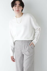 【SALE／55%OFF】human woman ◆レースドッキングニットプルオーバー ヒューマン ウーマン トップス ニット ホワイト ネイビー【送料無料】