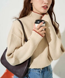 FREAK'S STORE 配色 ライン リブニット ハイネック プルオーバー【限定展開】 25AW フリークスストア トップス ニット ホワイト ベージュ ブラック パープル ブルー ネイビー ブラウン【送料無料】