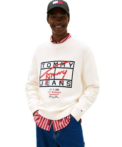 TOMMY JEANS ���M�����[�V�O�l�`���[�Z�[�^�[ �g�~�[�q���t�B�K�[ �g�b�v�X �j�b�g �z���C�g�y���������z