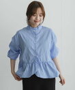 『WEB限定』スタンドカラーフリルペプラムブラウス