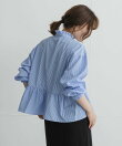 『WEB限定』スタンドカラーフリルペプラムブラウス