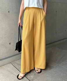 【SALE／15%OFF】andme レーヨン リネン タック ワイドパンツ アンドミー パンツ その他のパンツ イエロー レッド カーキグリーン ブラック グレー ホワイト