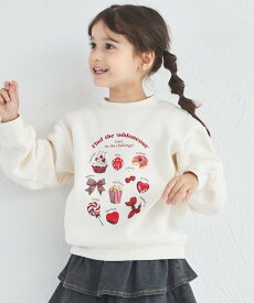 pairmanon 【ぬくふわ】裏起毛 スウィーツ フォト プリントトレーナー ペアマノン トップス スウェット・トレーナー ワインレッド ホワイト ベージュ