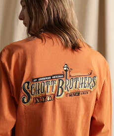 【SALE／20%OFF】Schott LS T-SHIRT BARBER EMB/"バーバーロゴ" 刺繍ロングスリーブTシャツ ショット トップス カットソー・Tシャツ オレンジ ネイビー グレー【送料無料】