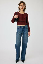 MOUSSY ZIP UP RIB CD & TANK マウジー トップス ニット ブラック レッド【送料無料】