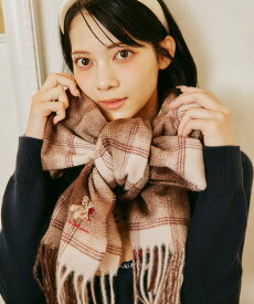 JILL by JILL STUART ＜BEARシリーズ＞Holidayベア刺繍チェックストール ジル バイ ジル スチュアート ファッション雑貨 スカーフ・バンダナ ピンク ブラウン ブラック【送料無料】