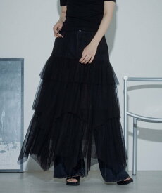 【SALE／58%OFF】PAGEBOY チュールフリルスカート ページボーイ スカート ロング・マキシスカート ブラック レッド ホワイト