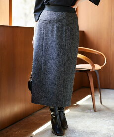 【SALE／55%OFF】Andemiu (W)ツイードIラインSK アンデミュウ スカート ロング・マキシスカート ブラック ネイビー【送料無料】
