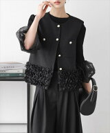【SALE／50%OFF】La-gemme フリルヘムショートジレ ラジュール トップス ベスト・ジレ ベージュ ネイビー…