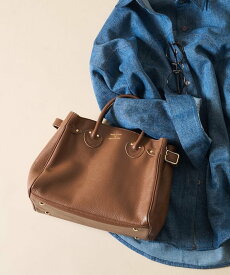 YOUNG & OLSEN The DRYGOODS STORE EMBOSSED LEATHER BELTED TOTE S 25AW26SS フリークスストア バッグ トートバッグ ブラック ブラウン【送料無料】