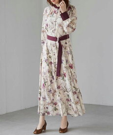 【SALE／4%OFF】Ranan Ranan/(W)レトロフラワーシャツワンピース ラナン ワンピース・ドレス シャツワンピース ブラック ベージュ【送料無料】