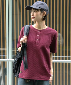 BEN DAVIS / WHITE LABEL 【BEN DAVIS(ベンデイビス)】WAFFLE S/S HENLEY / クルーネック ワッフル オーバーサイズ 半袖 レイヤード ナバル トップス カットソー・Tシャツ ホワイト ブラック グレー ワインレッド【送料無料】