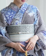 utatane utatane*井上絹織 博多織 小袋帯 正絹 グレー ホワイト ウタタネ 着物・浴衣・和装小物 和装小物…