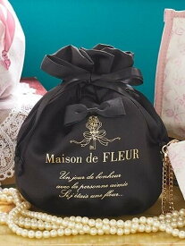 Maison de FLEUR リボンサテン巾着 メゾン ド フルール バッグ その他のバッグ ブラック パープル レッド【送料無料】