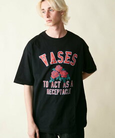 rehacer rehacer:The Vases On Wide Body レアセル トップス カットソー・Tシャツ ブラック ホワイト【送料無料】