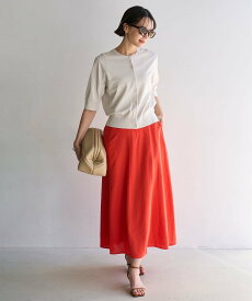 【SALE／40%OFF】UNFILO L リネンレーヨン セミフレアスカート アンフィーロ スカート ロング・マキシスカート ブラウン ベージュ オレンジ ブラック【送料無料】