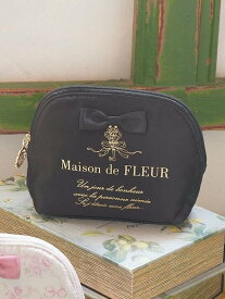 Maison de FLEUR リボンサテンラウンドポーチ メゾン ド フルール バッグ その他のバッグ ブラック パープル レッド