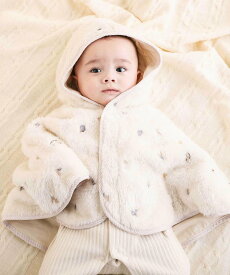 SLAP SLIP BABY 【お揃い】フード付き総柄刺しゅうもこもこボアマントベビー(50~90cm) ベベ オンライン ストア マタニティウェア・ベビー用品 ベビートップス ピンク ホワイト【送料無料】