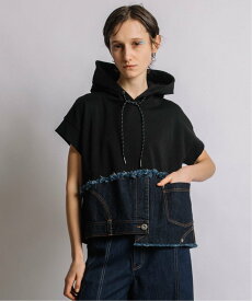 AULA AILA DENIM COMBINATION HOODIE アウラアイラ トップス パーカー・フーディー ブラック ネイビー ホワイト【送料無料】