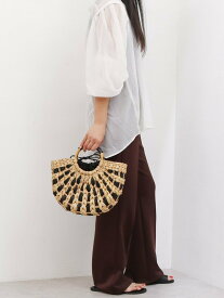 【SALE／50%OFF】cache cache カシュカシュ cachecache / バンクワンコンビラウンドカゴバッグ アンビリオン バッグ かごバッグ ブラック【送料無料】