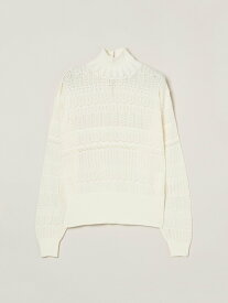 【SALE／50%OFF】three dots Soft cotton rayon race pullover スリードッツ トップス ニット ホワイト ブラック ピンク ブラウン【送料無料】