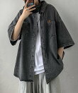 オーバーサイズ ビッグシルエット 半袖 デニムシャツジャケット メンズ レディース