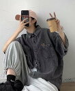 オーバーサイズ ビッグシルエット 半袖 デニムシャツジャケット メンズ レディース