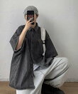 オーバーサイズ ビッグシルエット 半袖 デニムシャツジャケット メンズ レディース