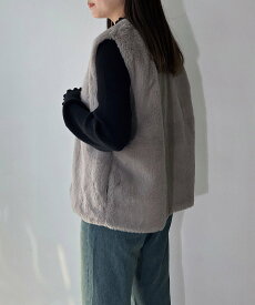 【SALE／43%OFF】AS KNOW AS plus ◎アソートファーベスト アズノゥアズプラス トップス ベスト・ジレ ブラウン ホワイト グレー【送料無料】