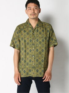 【SALE/40%OFF】BEAMS MEN BEAMS PLUS / バティックプリント イタリアンカラー 半袖 シャツ ビームス メン シャツ/ブラウス 半袖シャツ グリーン ピンク【送料無料】