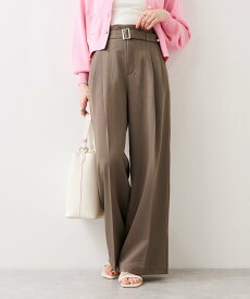 VIS ベルトディティールパンツ/防シワ・イージーケア ビス パンツ スラックス・ドレスパンツ グレー ブラウン【送料無料】