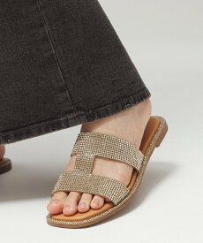 ADAM ET ROPE' FEMME Iストラップラインストーンサンダル アダムエロペ シューズ・靴 サンダル ベージュ シルバー ブラウン ブラック【送料無料】
