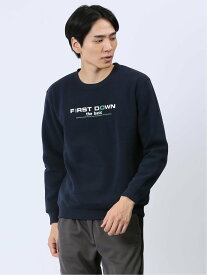 TAKA-Q 【WEB限定】ファーストダウン/FIRST DOWN パイル裏起毛ロゴプリント クルートレーナー タカキュー トップス スウェット・トレーナー ネイビー グレー レッド