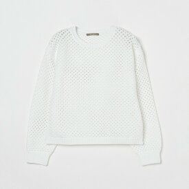 HELIOPOLE EYELET CREW NECK エリオポール トップス ニット ホワイト グレー ブラック【送料無料】