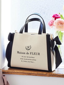 Maison de FLEUR キャンバススクエアトートバッグ メゾン ド フルール バッグ その他のバッグ ブラック ピンク【送料無料】