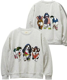 CORISCO CORISCO前後犬猫柄裏毛クルートレーナー(MENS)(WOMENS) サンコーバザール トップス スウェット・トレーナー【送料無料】