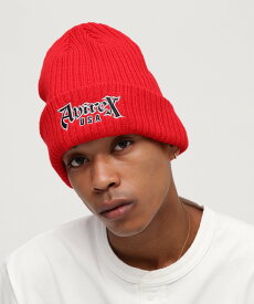 AVIREX VARSITY BLOCK FONT KNIT WATCH アヴィレックス 帽子 その他の帽子 ブラック グレー レッド