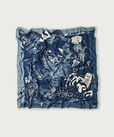 45R スーピマ綾のらくがき風呂敷(インディゴ) フォーティファイブアール ファッション雑貨 スカーフ・バンダナ ブルー【送料無料】