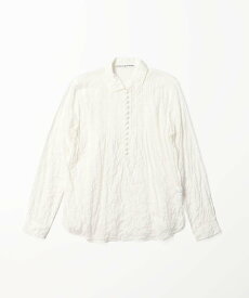 Mademoiselle NON NON 綿モダールシャーリング くるみボタン付きブラウス マドモアゼルノンノン トップス シャツ・ブラウス ホワイト ブラック ネイビー【送料無料】