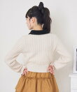 シャギー襟ケーブルカーディガン