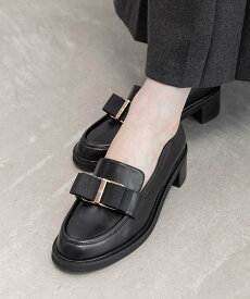 RANDA リボンパーツヒールアップローファー ランダ シューズ・靴 ローファー ブラック ホワイト【送料無料】