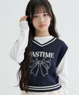 PINK-latte 【洗える】ロンTドッキングリボンニットベスト ナルミヤオンライン トップス ニット ブルー …