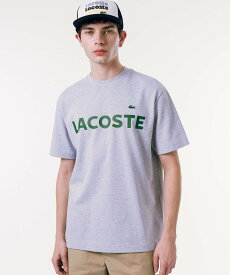 LACOSTE ヘビーウェイトブランドネーム ラバープリント ロゴ半袖Tシャツ ラコステ トップス カットソー・Tシャツ グレー ブラック ネイビー ホワイト ブルー【送料無料】