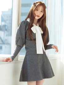 LILY BROWN ボウタイニットセットアップ リリーブラウン トップス その他のトップス グレー ブラウン ネイビー【送料無料】