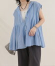 綿シルクタックフレアーフレンチブラウス