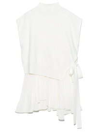 SNIDEL プリーツレイヤードノースリニットプルオーバー スナイデル ニット ニットその他 ホワイト グレー ベージュ【送料無料】