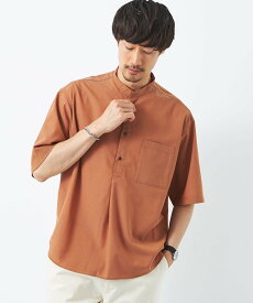 【SALE／40%OFF】UNITED ARROWS green label relaxing TW ウォッシャブルトロ バンドカラー プルオーバー シャツ -ストレッチ・防シワ- ユナイテッドアローズ アウトレット トップス シャツ・ブラウス ブルー グレー オレンジ【送料無料】